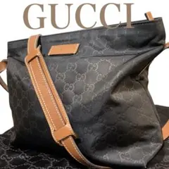 グッチ イタリア製 GG柄 斜め掛け可 ショルダーバッグ ダークブラウン 袋付き