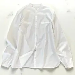 美品✨BARBA バルバ イタリア製 ノーカラーシャツ コットン100 白 42のサムネイル
