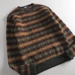 ラルフローレン　ウール１００％　ニット　セーター　総柄　美品