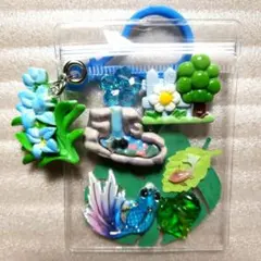 ガチャ詰め風　キャンディキーホルダー　公園　金魚　ポーチ　ブルー　D-7