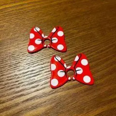 赤いリボン 水玉 ヘアゴム 2個セット