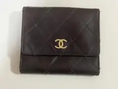 CHANEL ダークブラウン 二つ折り折り財布