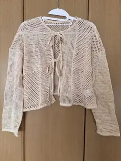 LOWRYS FARMアイボリー メッシュカーディガン