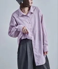 オーバーサイズストライプシャツ　ピンクのサムネイル