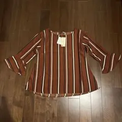 ブラウンストライプブラウス