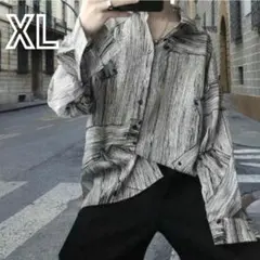 【SALE】ゆったり シャツ 長袖 メンズ モード系 総柄 トップス モノトーン