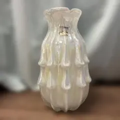 ヴィンテージ】イエローオーロラキラキラ花瓶♡ひらひら 花びら ガラス