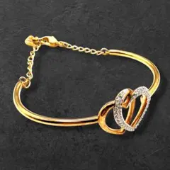 SWAROVSKI ハート バングル ブレスレット ゴールド664