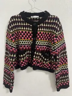 ZARA チェック柄 ニットカーディガン