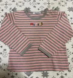 familiar 100cm 長袖カットソー ピンク/グレー