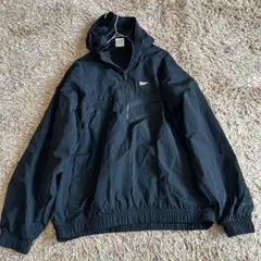 NIKE アノラックパーカー L 黒 刺繍ロゴ ハーフジップ