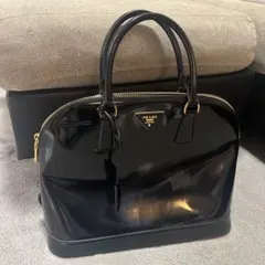 美品　PRADA プラダ　エナメル　ブラック　ハンドバッグ