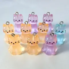 カラフル猫のてるてる坊主チャーム 10個