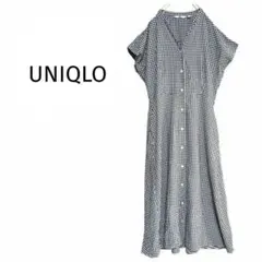 【ユニクロ】レーヨンローンフレアワンピース ロングワンピース ギンガムチェック