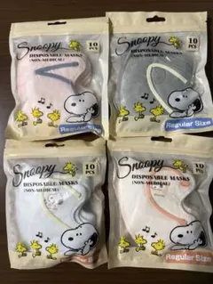 Snoopy 使い捨てマスク 10枚入り レギュラーサイズ 4袋セット