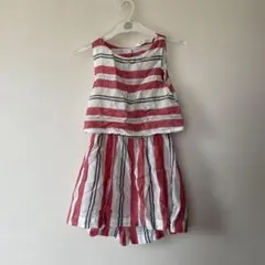 H&M 赤白ストライプ ノースリーブワンピース 110