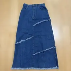 Cosoi フリンジデニムロングスカート