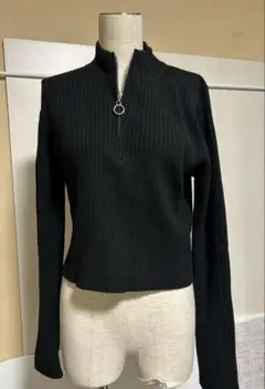 GU リブハーフジップセーター ブラック