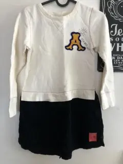 美品JUNK STORE★スウェットトレーナー　ドッキングワンピース★130