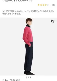 UNIQLOU ユニクロユー レギュラーフィットアンクルパンツ 73 黒