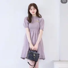 【タグなし未使用】アンミール　パフ袖ミニニットワンピース　ワンピ