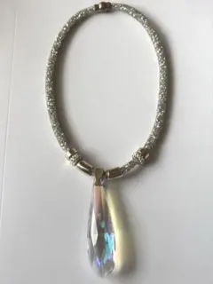 マグネット着脱式 大きなオーロラ水晶のキラキラネックレス クリスタルストーン