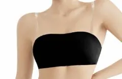 黒ストラップレスブラ 透明ストラップ付きXL