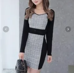 LIP SERVICE 長袖ミニワンピース ブラック・ホワイト