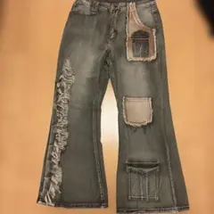 blue jam スタッズペイントフレアデニム y2k 平成ギャル 00s - メルカリ