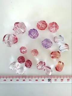 手染めビーズセット　ピンク・レッド系