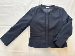 ノーカラージャケット ネイビー レース袖 フォーマル セレモニー 入学式卒業式