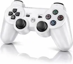 PS3対応 ワイヤレスコントローラー 互換 Dualshock 低遅延 ホワイト