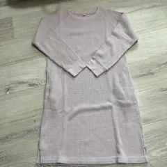 UNIQLO ワッフルクルーネックワンピース ピンク 、薄紫140キッズ　女の子