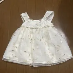 ホワイト 刺繍入り ワンピースドレス