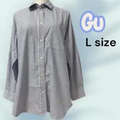 GUストライプオーバーサイズシャツ Lサイズ