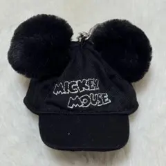 ミッキー ポンポン キャップ キーホルダー キーチェーン ブラック