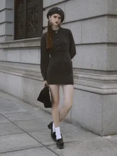 eimy istoire EIMYロゴボタンニットセットワンピース