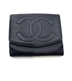 CHANEL シャネル　キャビアスキン ココマーク 2つ折り　ダブルホック　財布