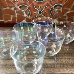 オーロラグラス　ドット柄　水玉模様　冷茶グラス　6客セット