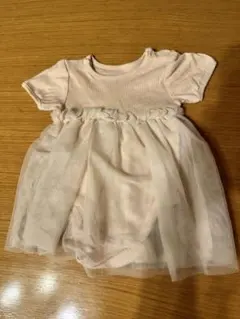 ベージュピンク　チュール ワンピース　ロンパース