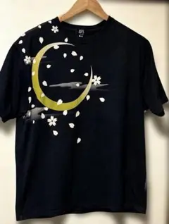 朧/おぼろ"和柄"狼遠吠え・三日月・桜吹雪　(両面プリント)Ｔシャツ ★値下げ中