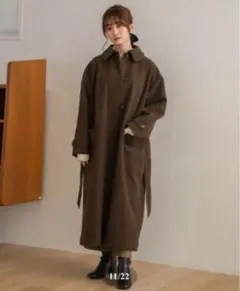 ジャケット・アウター soutien collar long coat brown yourmle soutien collar long coat brown yourmle