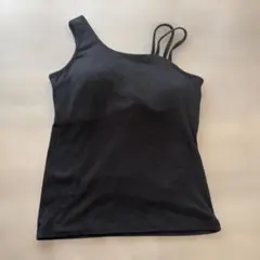 カップ付き ブラトップ アシンメトリー　タンク　キャミ　ブラック Lサイズのサムネイル