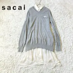 sacai サカイ　アンサンブル 2点セット ニットブラウス バックオープン
