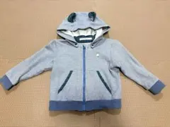 ファミリア　くま耳フード　パーカー　チェック　90㎝