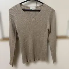 SLOBE IENA Vネック リブニット ベージュ