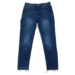 AZUL by moussy ダークブルー フリンジ裾 スキニーデニム 24