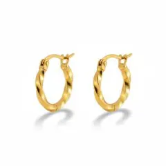 ツイスト フープピアス ステンレス アレルギー対応 つけっぱなし レディース