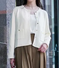 ⭐︎お値下げ　ユアーズ　ゴールド釦ポケットデザインニットジャケット