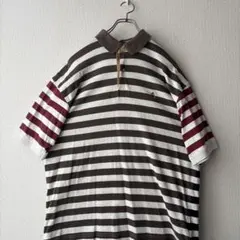 トミーフィルフィガー　ボーダー ポロシャツ ブラウン 赤